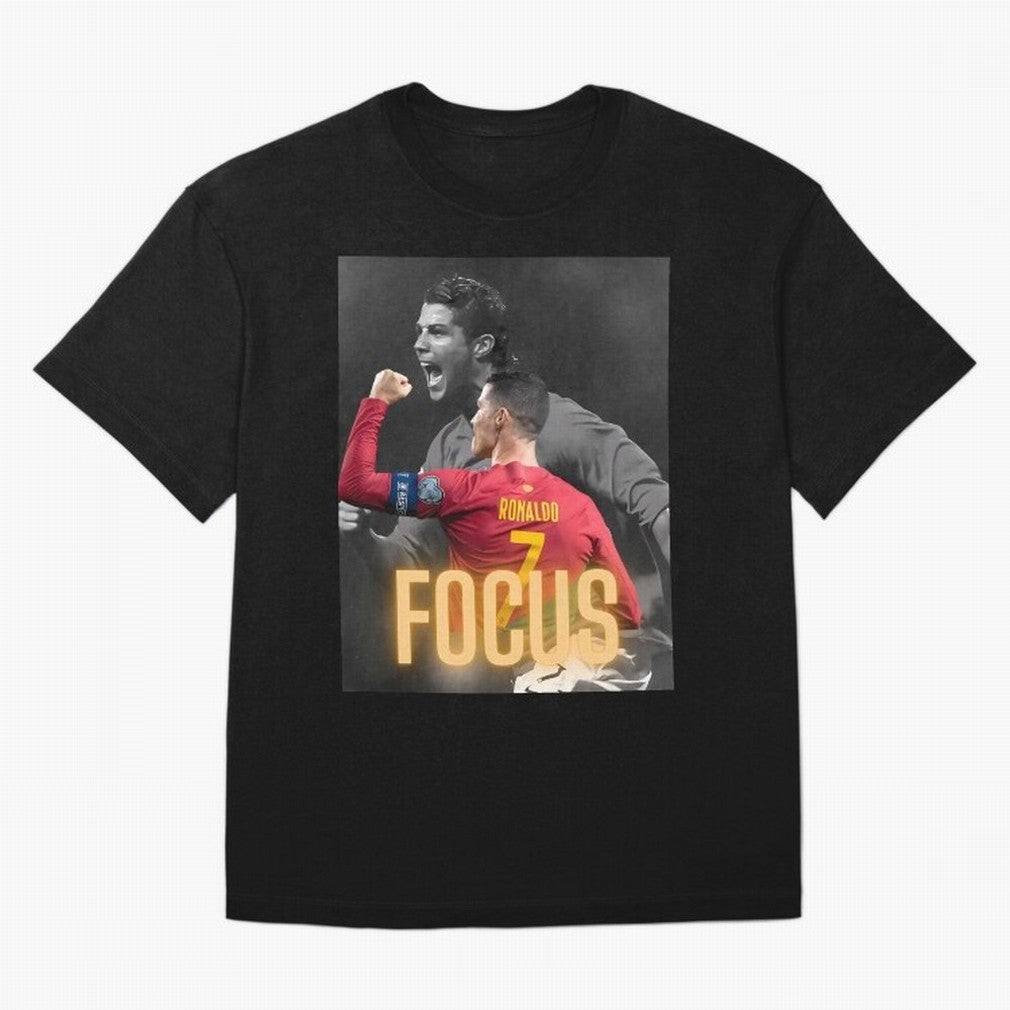Focus With CR7 Oversized T-Shirt Build Match Day Hype around FIFA World Cup 2026, Mbappe and Neymar, Spain, Game Day Rituals, Football Legends, Country Pride and the Road to the Final; Perfect for Supporters Who Want Bold Football Energy, Global