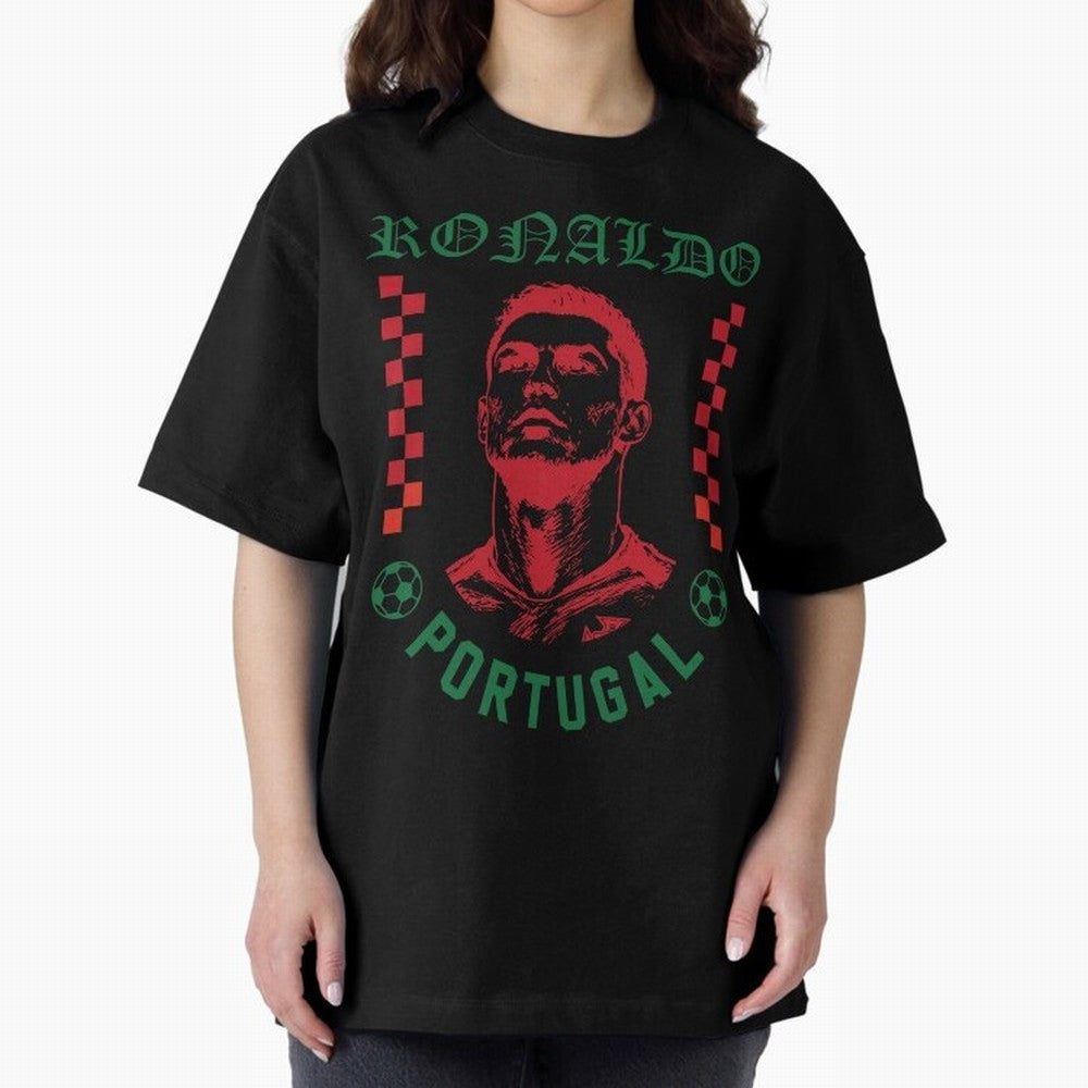 Cristiano Ronaldo Portugal Football Design World Cup Fan Art GOAT Soccer Oversized T-Shirt Celebrate Football Heritage in Match Day Hype around FIFA World Cup 2026 Group Stage, Cristiano Ronaldo, Haaland and CR7, Spain, Game Day Rituals, Football