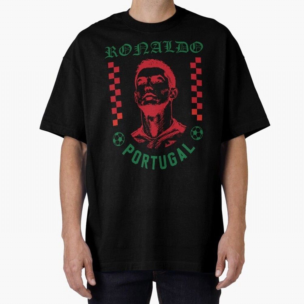 Cristiano Ronaldo Portugal Football Design World Cup Fan Art GOAT Soccer Oversized T-Shirt Celebrate Football Heritage in Match Day Hype around FIFA World Cup 2026 Group Stage, Cristiano Ronaldo, Haaland and CR7, Spain, Game Day Rituals, Football
