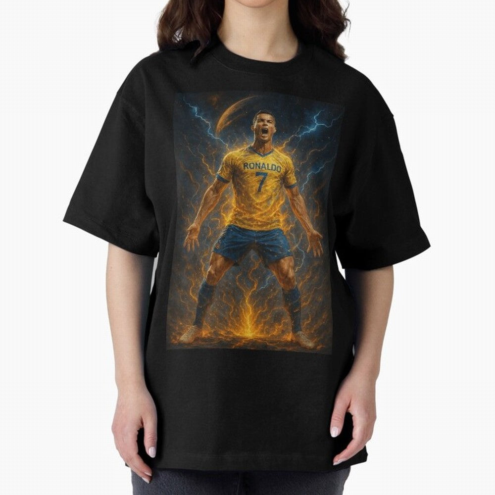 Cristiano Ronaldo Oversized T-Shirt Celebrate Football Dreams Across Global Football Passion for FIFA World Cup 2026 USA Canada Mexico, Filled with Messi, Neymar and Mbappe, Germany, Football Festival Excitement, Trophy Ambitions, Country Rivalries