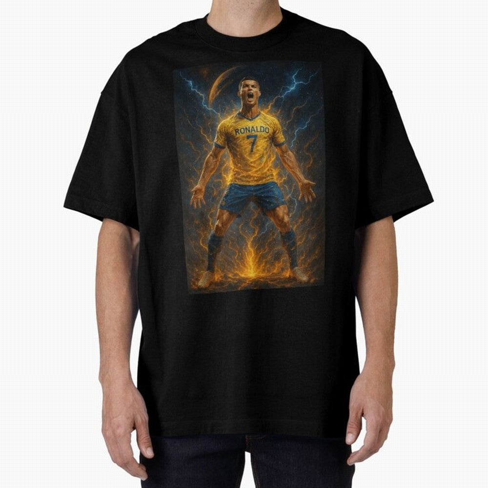 Cristiano Ronaldo Oversized T-Shirt Celebrate Football Dreams Across Global Football Passion for FIFA World Cup 2026 USA Canada Mexico, Filled with Messi, Neymar and Mbappe, Germany, Football Festival Excitement, Trophy Ambitions, Country Rivalries