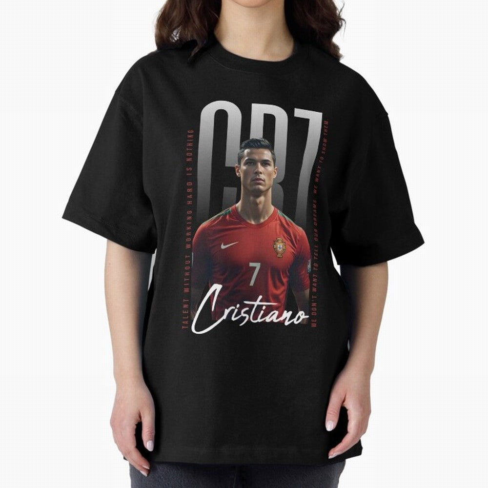 Cristiano Ronaldo Oversized T-Shirt Bring World Football Passion into FIFA World Cup 2026 Group Stage for Fans of Mbappe and Portugal, Bringing Champion Mindset, Group Stage Buzz, Knockout Tension and Passionate Fan Culture; Perfect for Supporters