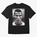 Cristiano Ronaldo Portrait Oversized T-Shirt Show Passion for the Stars of FIFA World Cup 2026 USA Canada Mexico Filled with CR7 and Messi, England Energy, Retro Football Energy, Iconic Rivalries, Trophy Chase Drama and Stadium Atmosphere; Ideal
