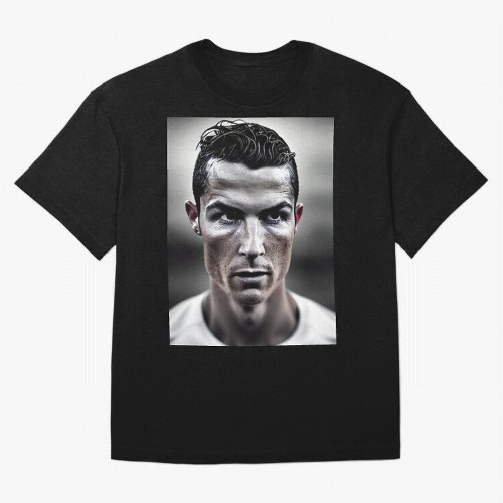 Cristiano Ronaldo Portrait Oversized T-Shirt Show Passion for the Stars of FIFA World Cup 2026 USA Canada Mexico Filled with CR7 and Messi, England Energy, Retro Football Energy, Iconic Rivalries, Trophy Chase Drama and Stadium Atmosphere; Ideal