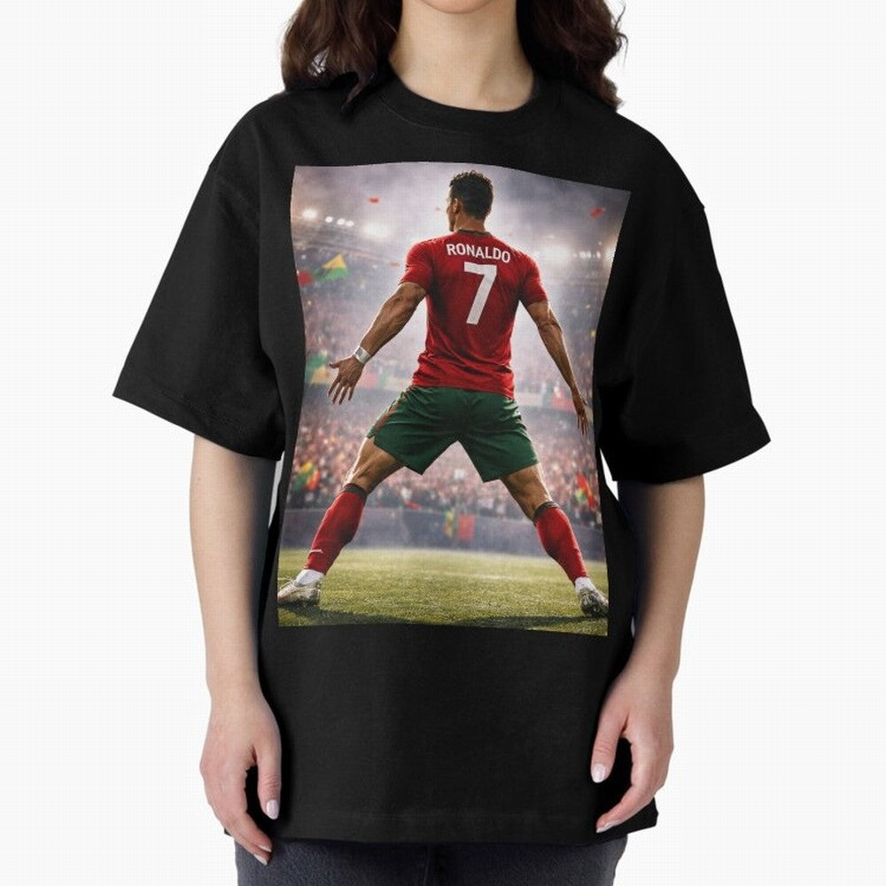 Cristiano Ronaldo Portuguese Legend Number Seven SIUUU Oversized T-Shirt Make Memories around FIFA World Cup 2026 Centered on Haaland, Spain Energy, Worldwide Fan Energy, Dramatic Goals, Stadium Lights and Championship Celebrations; Perfect for