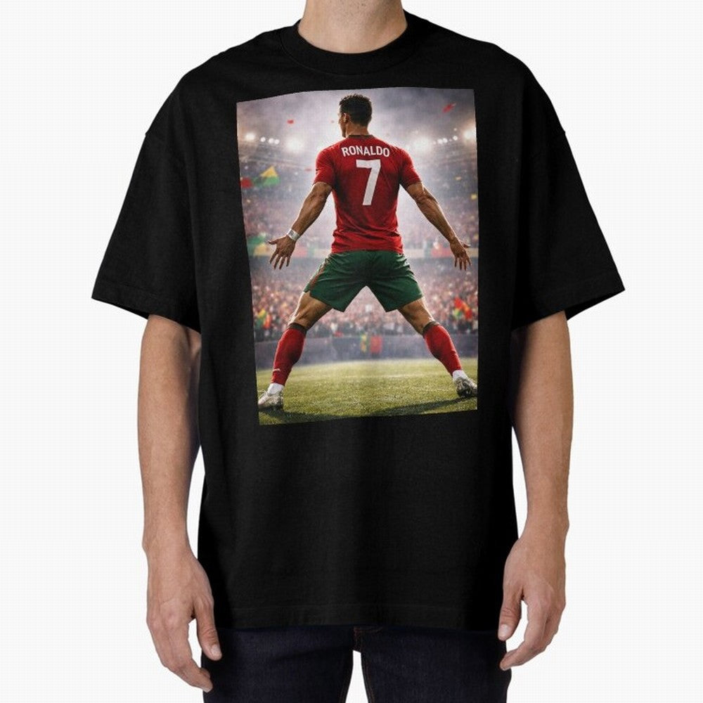 Cristiano Ronaldo Portuguese Legend Number Seven SIUUU Oversized T-Shirt Make Memories around FIFA World Cup 2026 Centered on Haaland, Spain Energy, Worldwide Fan Energy, Dramatic Goals, Stadium Lights and Championship Celebrations; Perfect for