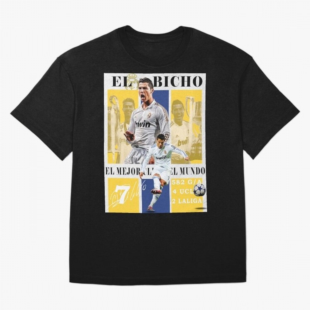 Cristiano Ronaldo Real Madrid Wall Art Oversized T-Shirt Celebrate Fan Favorites in Match Day Hype around FIFA World Cup 2026 USA Canada Mexico, Neymar, Haaland and Cristiano Ronaldo, Portugal, Spain and Germany, Worldwide Fan Energy, Dramatic