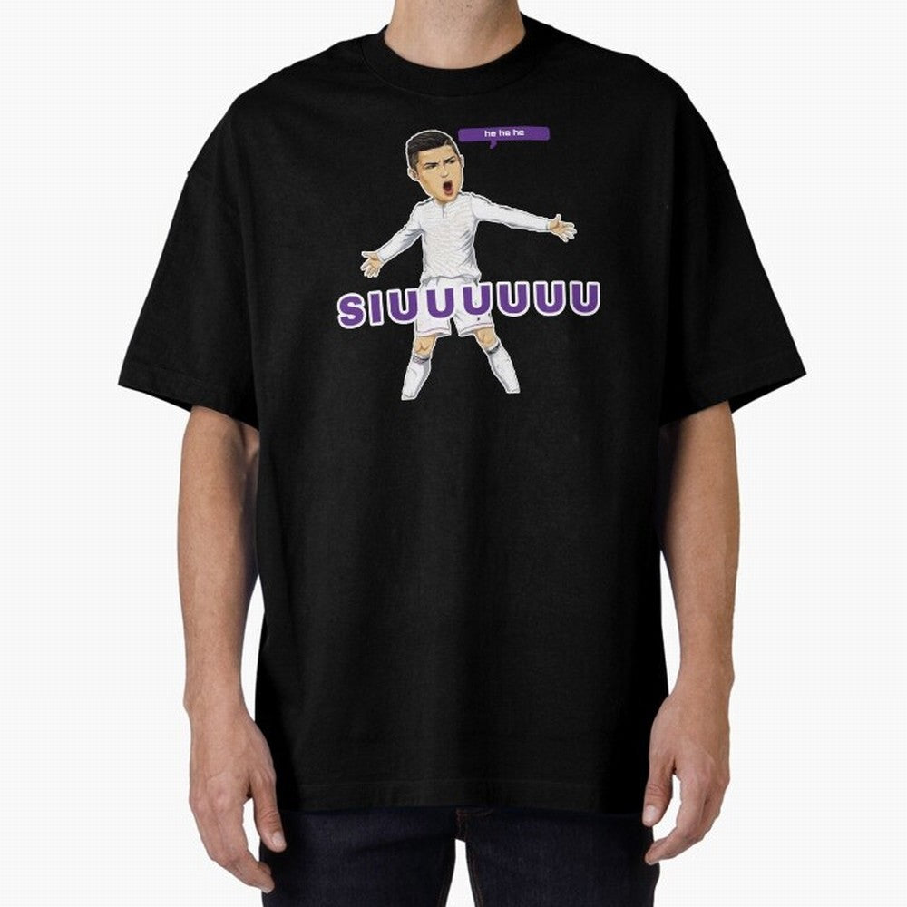 Hehehe siuuu Oversized T-Shirt Share the Excitement of the FIFA World Cup 2026 Journey through Cristiano Ronaldo Highlights, Brazil, Portugal and Argentina Pride, Football History, Final Match Energy, Crowd Noise and Once in a Lifetime Moments;