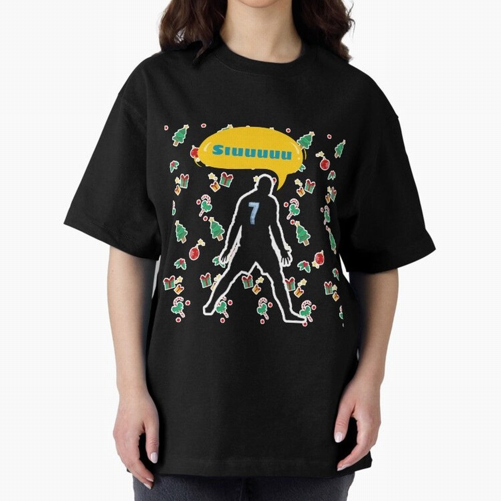 Siuuu christmas CR7 Oversized T-Shirt Feel the Trophy Chase of Match Day Hype around FIFA World Cup 2026, Messi, CR7 and Mbappe, Argentina and Brazil, Match Day Excitement, Supporter Culture, Golden Goals and Global Football Passion; Perfect for
