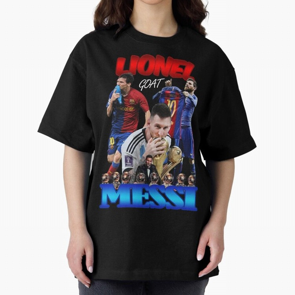 Lionel Messi GOAT: Barcelona & Argentina Oversized T-Shirt Carry the Colors and Pride of FIFA World Cup 2026 for Fans of Messi, CR7 and Mbappe and England and Germany, Bringing Game Day Rituals, Football Legends, Country Pride and the Road to the