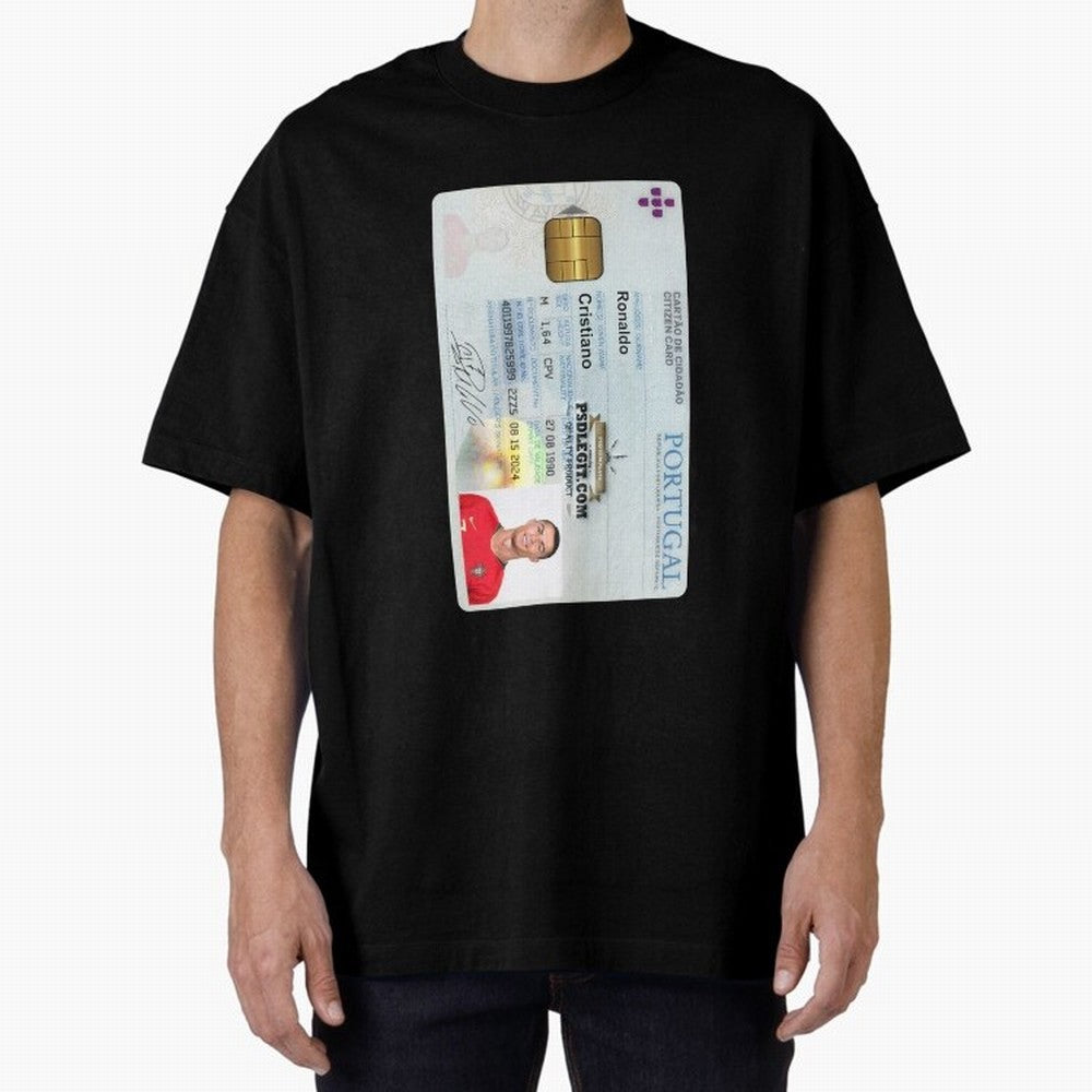 Cristiano Ronaldo CARD ID Oversized T-Shirt Step into FIFA World Cup 2026 Built around Neymar, Argentina and Brazil Energy, Championship Spirit, Famous Goals, Roaring Crowds and International Football Unity; Great for Watch Parties, Sports Bars,