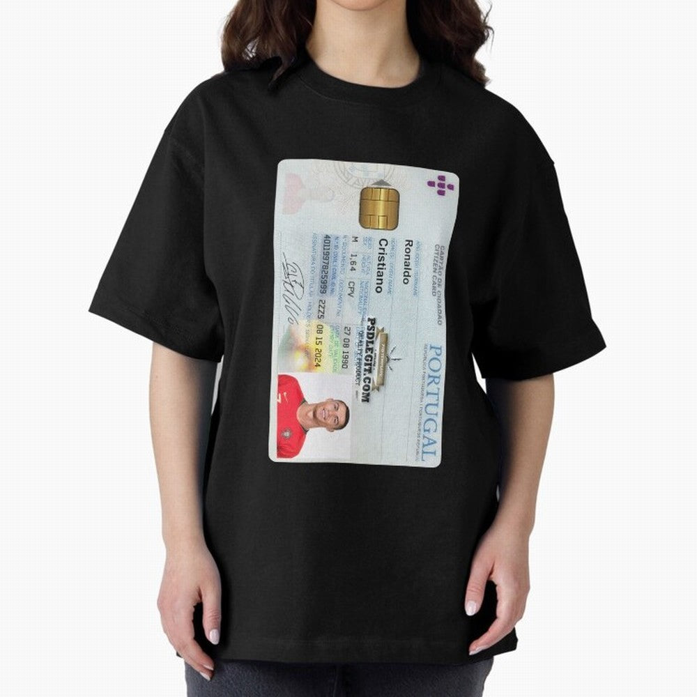 Cristiano Ronaldo CARD ID Oversized T-Shirt Step into FIFA World Cup 2026 Built around Neymar, Argentina and Brazil Energy, Championship Spirit, Famous Goals, Roaring Crowds and International Football Unity; Great for Watch Parties, Sports Bars,