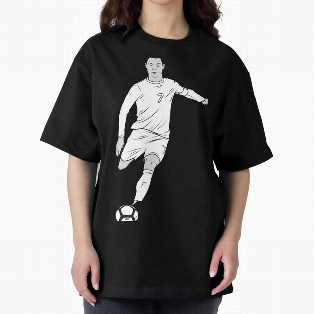 Cristiano Ronaldo Oversized T-Shirt Celebrate Fan Culture around FIFA World Cup 2026 USA Canada Mexico Connected to Mbappe and Neymar, Argentina and Brazil Energy, Classic Soccer Heritage, Championship Pressure, Fan Loyalty and International Pride;