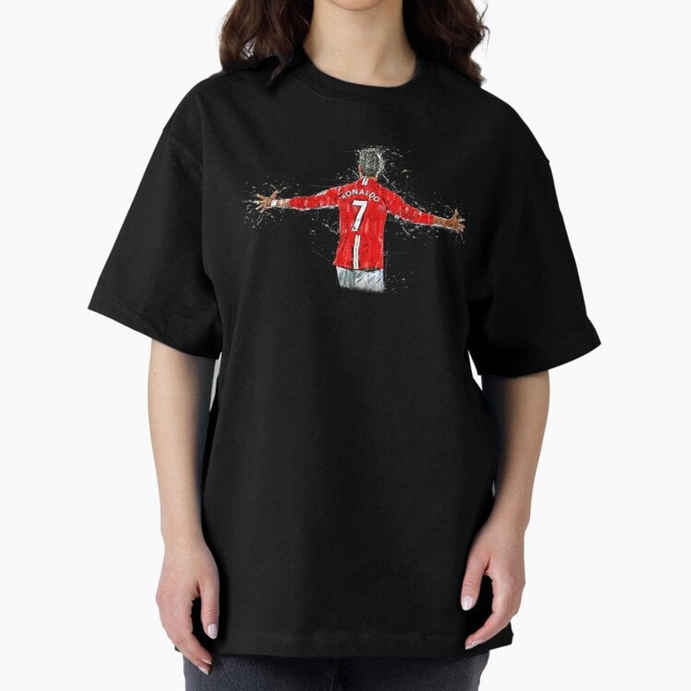 Cristiano Ronaldo Oversized T-Shirt Showcase FIFA World Cup 2026 USA Canada Mexico Spirit, Centered on Portugal, Spain and Germany, CR7 and Messi, Worldwide Fan Energy, Dramatic Goals, Stadium Lights and Championship Celebrations; Ideal for
