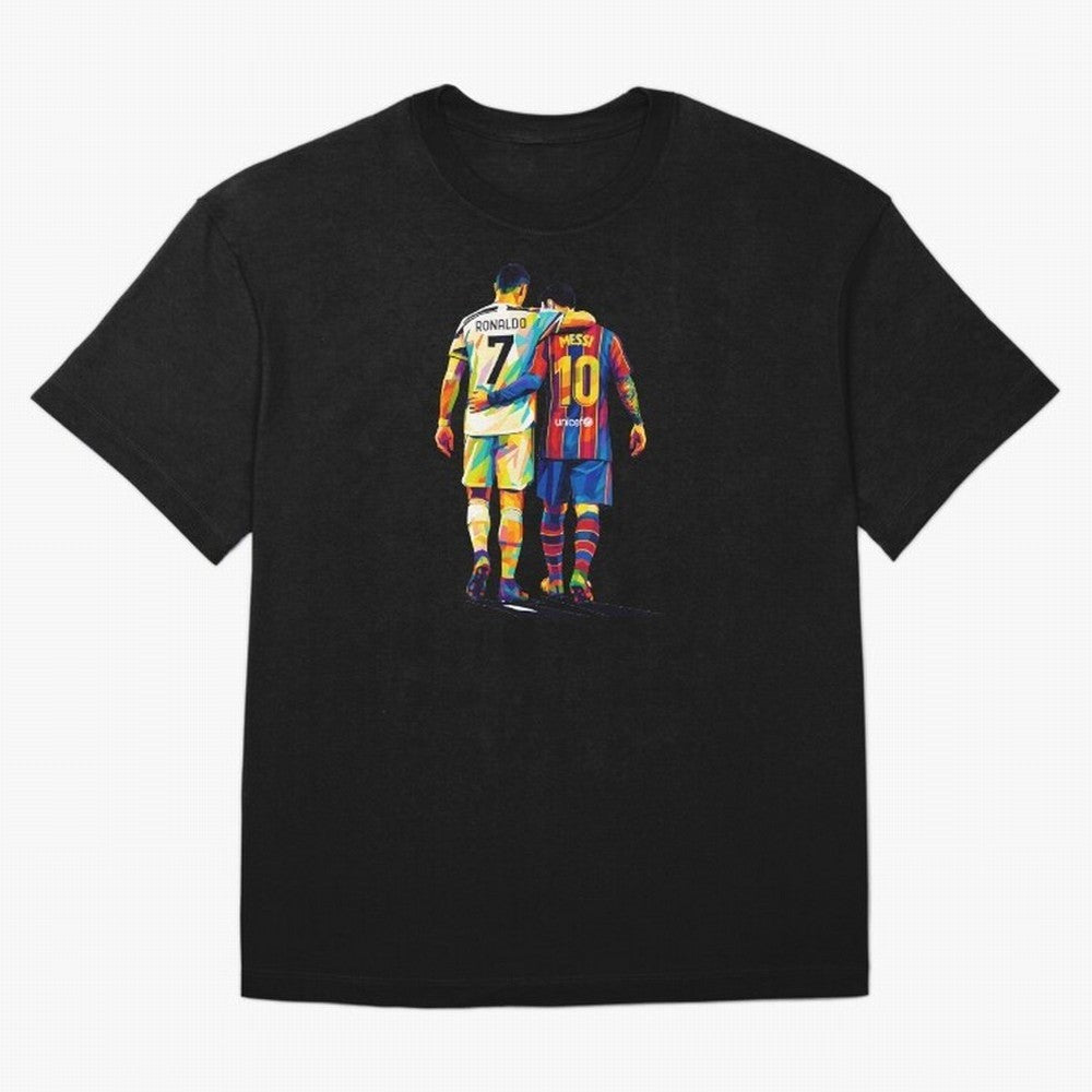 Cristiano Ronaldo And Messi Wpap Art Oversized T-Shirt Capture Stadium Memories from FIFA World Cup 2026 Featuring Mbappe, Germany Energy, Stadium Chants, National Pride, Trophy Dreams and Unforgettable Football Memories; Perfect for Supporters Who
