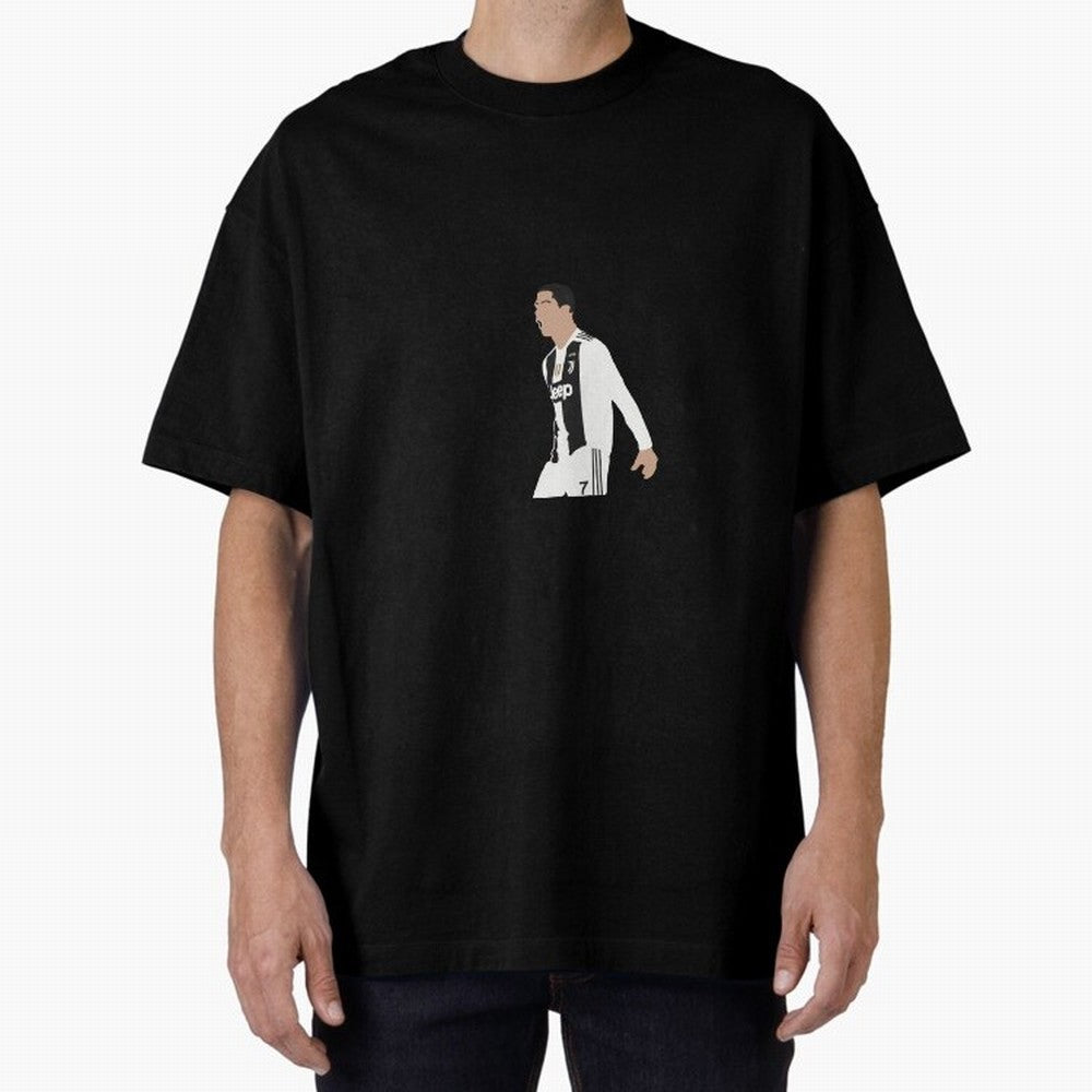 Juventus Cristiano Ronaldo Cartoon Oversized T-Shirt Join Supporters Worldwide for FIFA World Cup 2026 Featuring Neymar, Argentina, France and Brazil Energy, Vintage Soccer Flavor, Modern Football Stars, National Flags and Final Night Emotion;