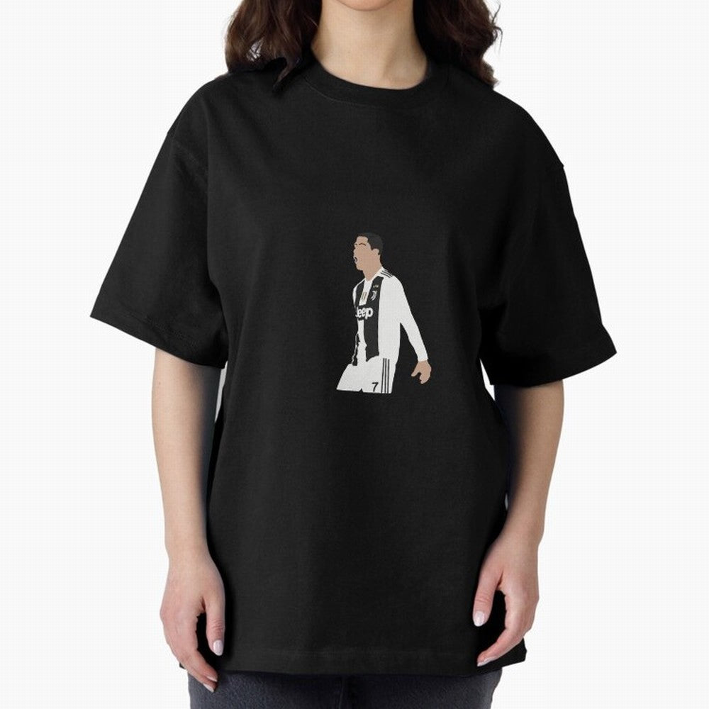 Juventus Cristiano Ronaldo Cartoon Oversized T-Shirt Join Supporters Worldwide for FIFA World Cup 2026 Featuring Neymar, Argentina, France and Brazil Energy, Vintage Soccer Flavor, Modern Football Stars, National Flags and Final Night Emotion;