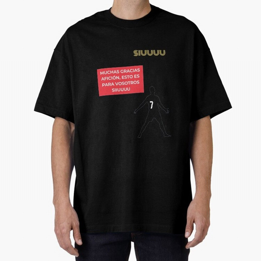 SIUUU CR7 Oversized T-Shirt Enjoy Match Day Hype around FIFA World Cup 2026 USA Canada Mexico, Mbappe and Neymar, Spain, Vintage Soccer Flavor, Modern Football Stars, National Flags and Final Night Emotion; Great for Supporters Who Love Legendary