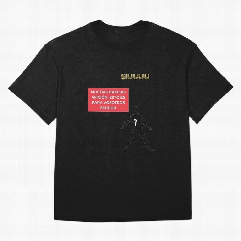 SIUUU CR7 Oversized T-Shirt Enjoy Match Day Hype around FIFA World Cup 2026 USA Canada Mexico, Mbappe and Neymar, Spain, Vintage Soccer Flavor, Modern Football Stars, National Flags and Final Night Emotion; Great for Supporters Who Love Legendary