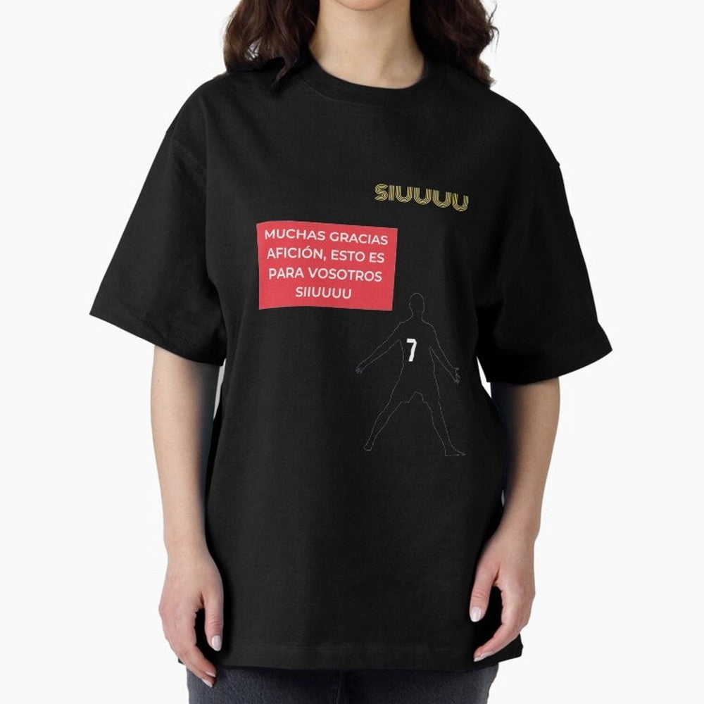 SIUUU CR7 Oversized T-Shirt Enjoy Match Day Hype around FIFA World Cup 2026 USA Canada Mexico, Mbappe and Neymar, Spain, Vintage Soccer Flavor, Modern Football Stars, National Flags and Final Night Emotion; Great for Supporters Who Love Legendary