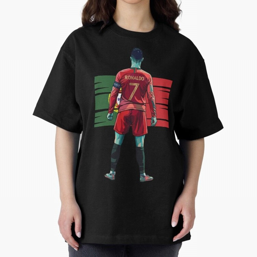Cristiano Ronaldo Oversized T-Shirt Feel the Roar of FIFA World Cup 2026 USA Canada Mexico for Fans of Haaland and Mbappe and Argentina, Bringing Championship Spirit, Famous Goals, Roaring Crowds and International Football Unity; Ideal for