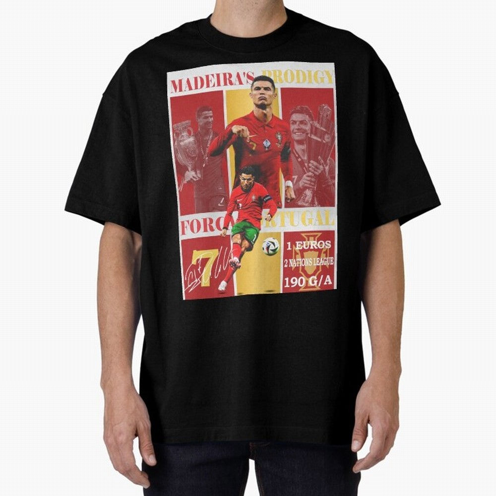 Cristiano Ronaldo Portugal Poster - Madeira's Prodigy CR7 Fan Art Print Oversized T-Shirt Join Supporters Worldwide for Match Day Hype around FIFA World Cup 2026 USA Canada Mexico, Mbappe and Neymar, Argentina and Brazil, Vintage Soccer Flavor,