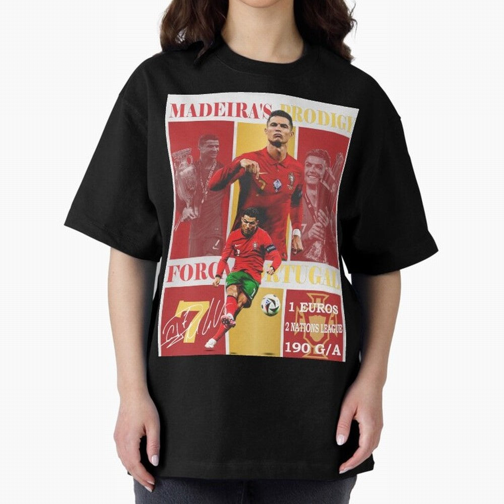 Cristiano Ronaldo Portugal Poster - Madeira's Prodigy CR7 Fan Art Print Oversized T-Shirt Join Supporters Worldwide for Match Day Hype around FIFA World Cup 2026 USA Canada Mexico, Mbappe and Neymar, Argentina and Brazil, Vintage Soccer Flavor,