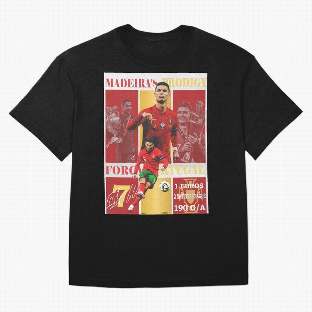 Cristiano Ronaldo Portugal Poster - Madeira's Prodigy CR7 Fan Art Print Oversized T-Shirt Join Supporters Worldwide for Match Day Hype around FIFA World Cup 2026 USA Canada Mexico, Mbappe and Neymar, Argentina and Brazil, Vintage Soccer Flavor,