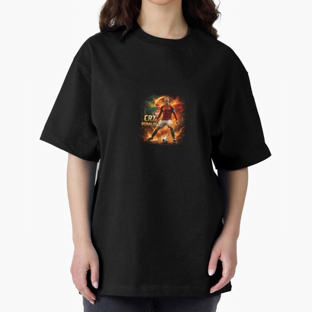 Cristiano Ronaldo Football Legend Artwork Oversized T-Shirt Show Championship Spirit for Match Day Hype around FIFA World Cup 2026 USA Canada Mexico, Messi, Neymar and Mbappe, England, Stadium Chants, National Pride, Trophy Dreams and Unforgettable
