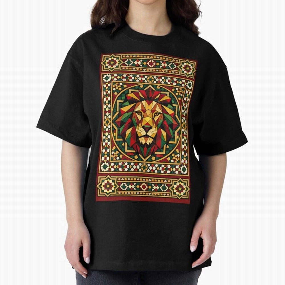 Portuguese Geometric Lion Portrait Oversized T-Shirt Follow the Final Road of the FIFA World Cup 2026 Journey through Cristiano Ronaldo Highlights, Brazil, Portugal and Argentina Pride, Stadium Memories, Football Loyalty, International Chants and