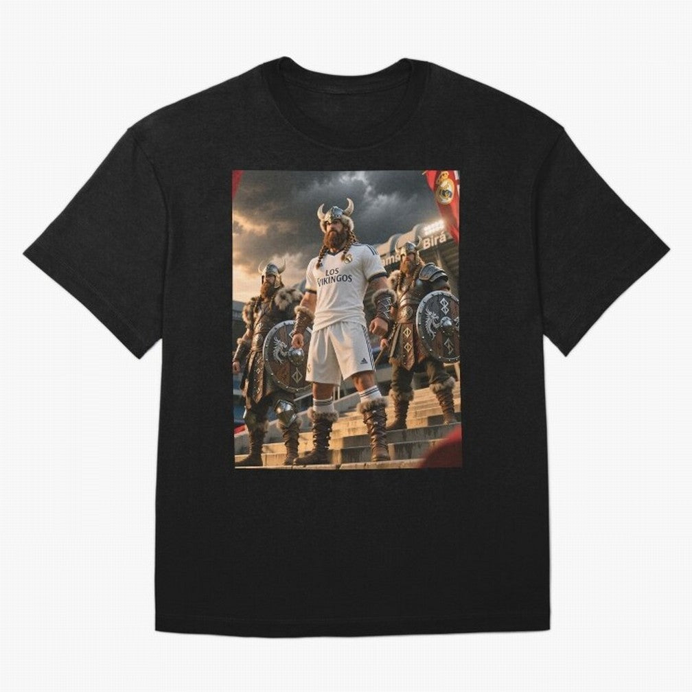 Los Vikingos del Bernab¨¦u Oversized T-Shirt Bring Legendary Rivalry Energy to FIFA World Cup 2026 Celebrating Messi and Cristiano Ronaldo, Spain and Netherlands Energy, Retro Football Energy, Iconic Rivalries, Trophy Chase Drama and Stadium