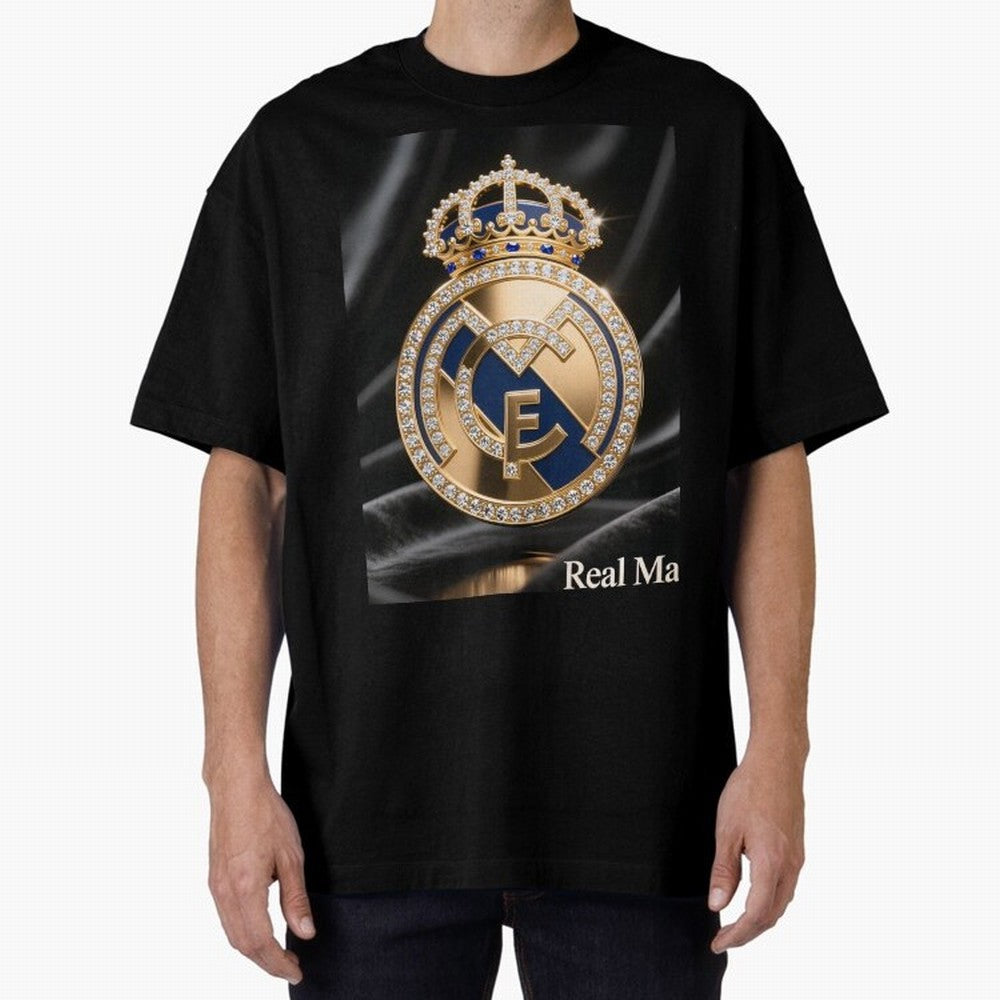 Gold Madrid Real Oversized T-Shirt Bring a Vintage Feel to FIFA World Cup 2026 Group Stage Centered on Mbappe, Spain Energy, Sports Nostalgia, International Competition, Famous Players and Unforgettable Victories; Great for Watch Parties, Sports