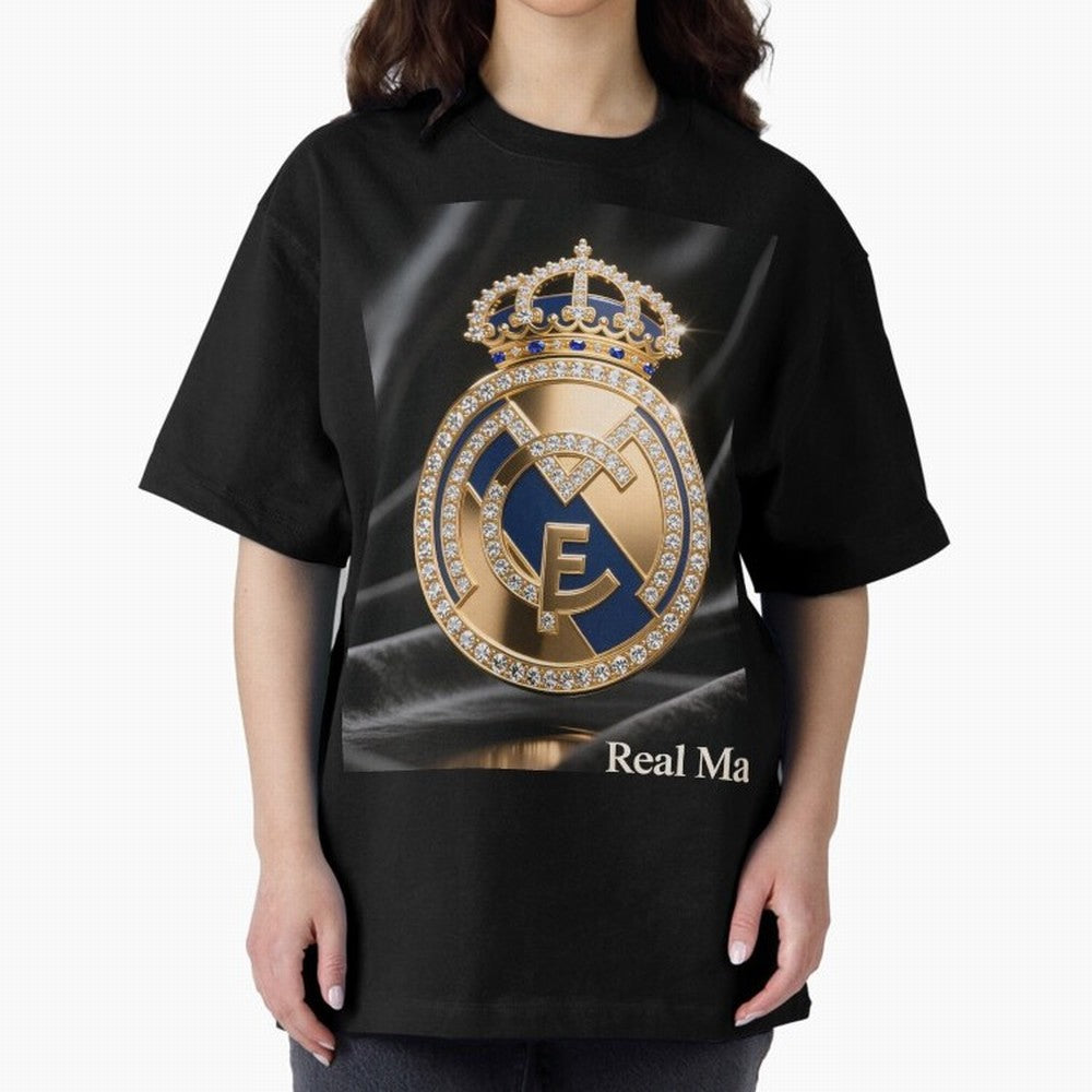 Gold Madrid Real Oversized T-Shirt Bring a Vintage Feel to FIFA World Cup 2026 Group Stage Centered on Mbappe, Spain Energy, Sports Nostalgia, International Competition, Famous Players and Unforgettable Victories; Great for Watch Parties, Sports