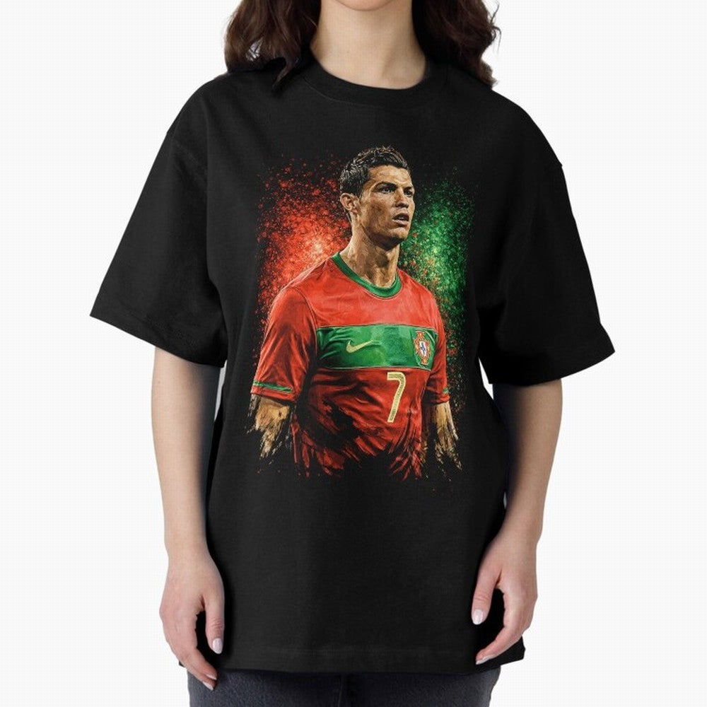 Cristiano Ronaldo Football Legend Oversized T-Shirt Fuel the Hype around FIFA World Cup 2026 Spirit, Connected to Brazil, CR7 and Messi, Championship Spirit, Famous Goals, Roaring Crowds and International Football Unity; Perfect for People Who Love
