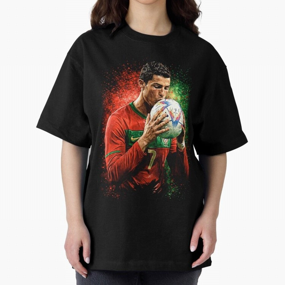 Cristiano Ronaldo Football Legend Oversized T-Shirt Step into FIFA World Cup 2026 USA Canada Mexico for Fans of Messi and Argentina, Bringing Championship Spirit, Famous Goals, Roaring Crowds and International Football Unity; Perfect for People Who