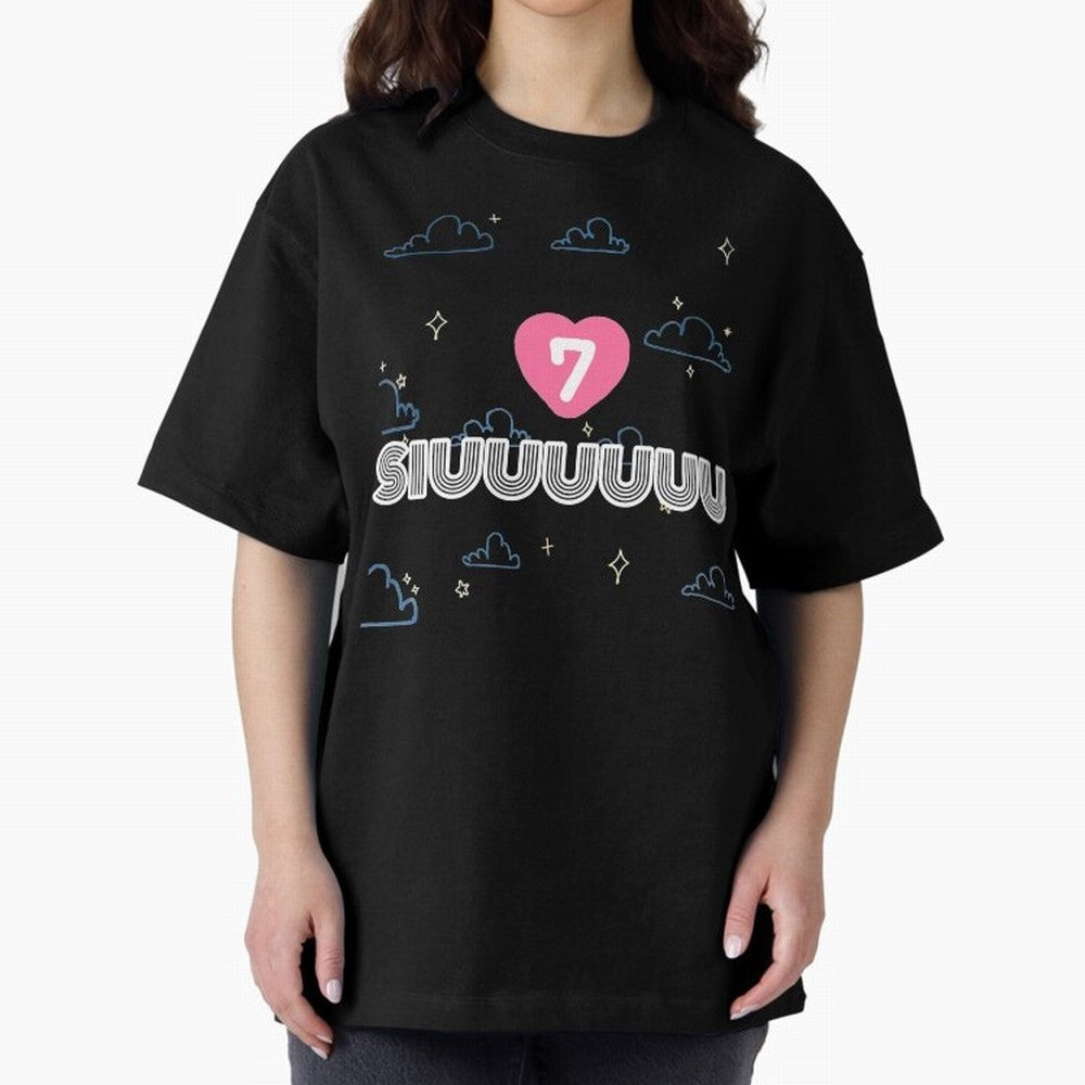 Siiiuuu 7 CR7 goal Oversized T-Shirt Celebrate Football Heritage in Global Football Passion for FIFA World Cup 2026 Group Stage, Centered on CR7 and Messi, Argentina, France and Brazil, Football History, Final Match Energy, Crowd Noise and Once in