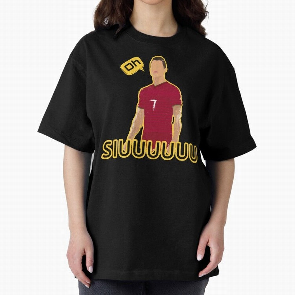 Oh siuuu CR7 funny Oversized T-Shirt Remember Iconic Moments from Match Day Hype around FIFA World Cup 2026, Messi, CR7 and Mbappe, Portugal, Global Supporter Spirit, Legendary Goals, National Colors and Tournament Celebration; Perfect for