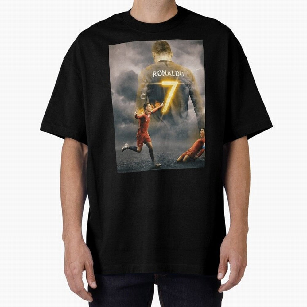 Aesthetic Ronaldo Poster Oversized T-Shirt Carry the Colors and Pride of Match Day Hype around FIFA World Cup 2026 USA Canada Mexico, Neymar, Haaland and Cristiano Ronaldo, France and Portugal, Classic Soccer Heritage, Championship Pressure, Fan