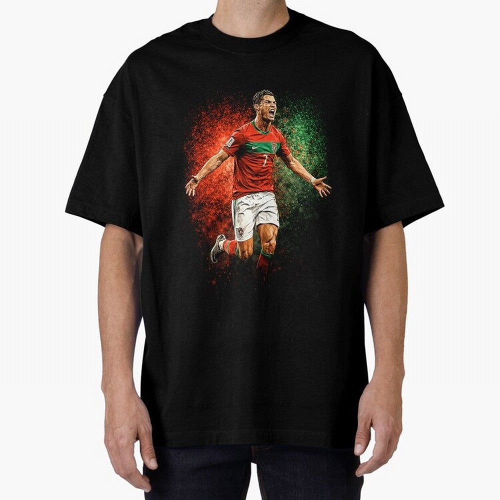 Cristiano Ronaldo Football Legend Oversized T-Shirt Keep the Match Day Mood of FIFA World Cup 2026 USA Canada Mexico for Fans of Neymar and Portugal, Bringing Game Day Rituals, Football Legends, Country Pride and the Road to the Final; Perfect for