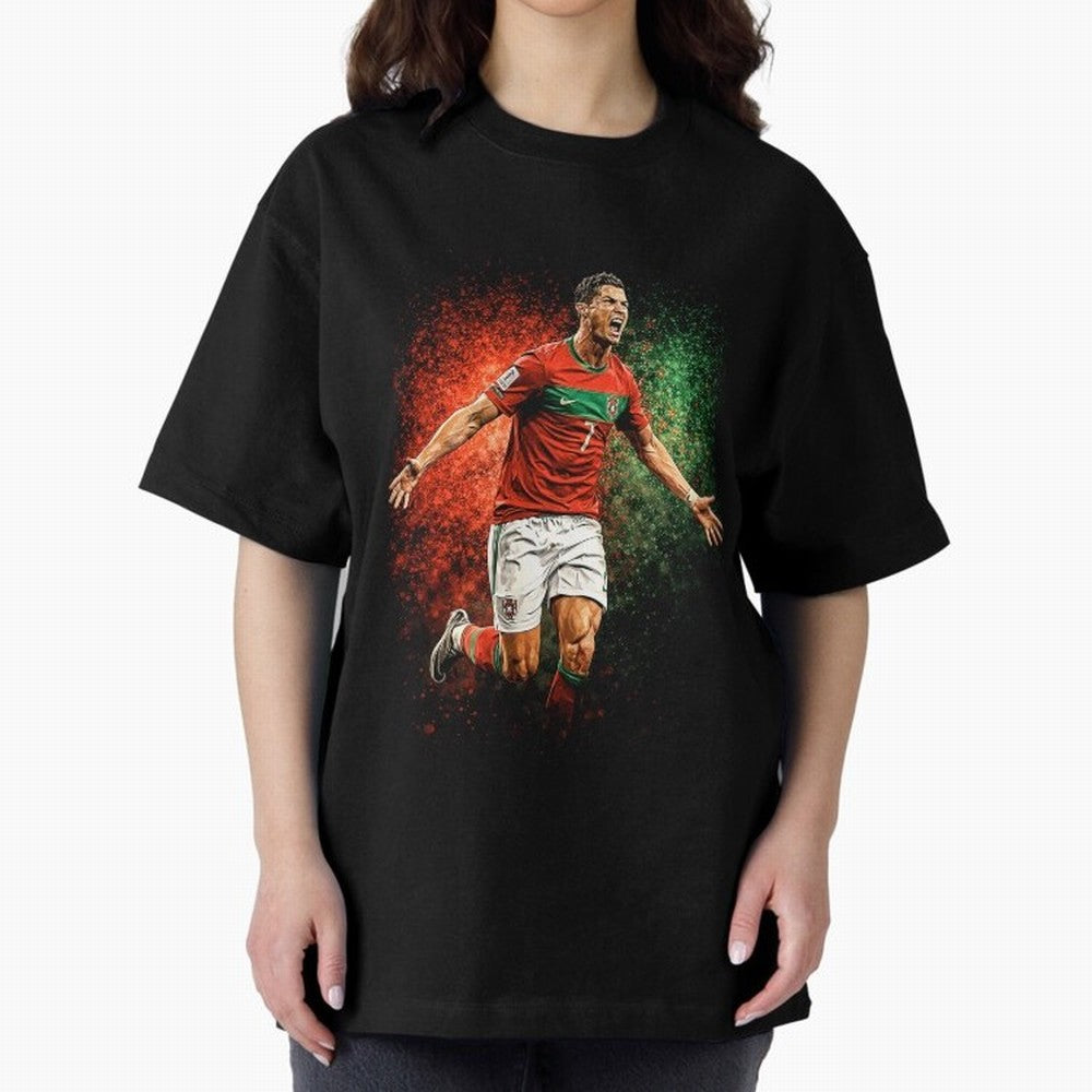 Cristiano Ronaldo Football Legend Oversized T-Shirt Keep the Match Day Mood of FIFA World Cup 2026 USA Canada Mexico for Fans of Neymar and Portugal, Bringing Game Day Rituals, Football Legends, Country Pride and the Road to the Final; Perfect for