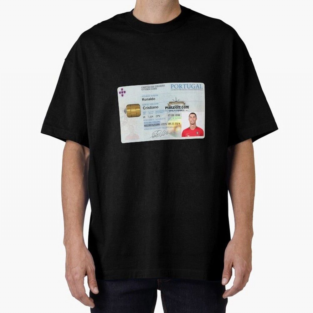 Cristiano Ronaldo CARD ID Oversized T-Shirt Bring a Vintage Feel to FIFA World Cup 2026 Group Stage Spirit, Made for France and Portugal, Cristiano Ronaldo, Stadium Memories, Football Loyalty, International Chants and Championship Tradition; Made