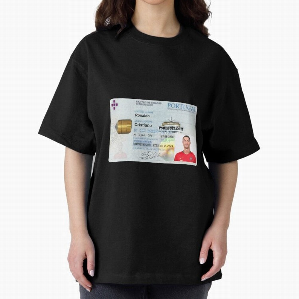 Cristiano Ronaldo CARD ID Oversized T-Shirt Bring a Vintage Feel to FIFA World Cup 2026 Group Stage Spirit, Made for France and Portugal, Cristiano Ronaldo, Stadium Memories, Football Loyalty, International Chants and Championship Tradition; Made