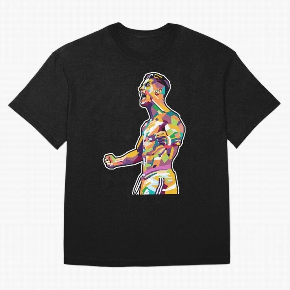 Cr7 Pop Art Oversized T-Shirt Honor the Beautiful Game during Global Football Passion for FIFA World Cup 2026, Built around Haaland, Spain, Sports Nostalgia, International Competition, Famous Players and Unforgettable Victories; Great for Watch