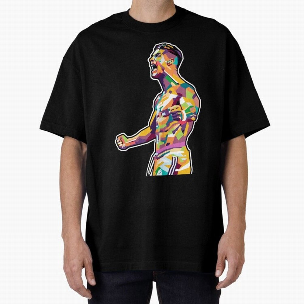 Cr7 Pop Art Oversized T-Shirt Honor the Beautiful Game during Global Football Passion for FIFA World Cup 2026, Built around Haaland, Spain, Sports Nostalgia, International Competition, Famous Players and Unforgettable Victories; Great for Watch