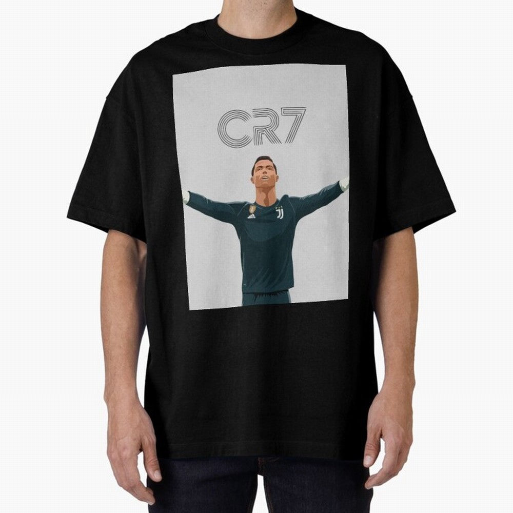 Cristiano Ronaldo CR7 Juventus T-shirt Design Oversized T-Shirt Cheer for Global Football Passion for FIFA World Cup 2026, Connected to Mbappe and Neymar, Brazil, Portugal and Argentina, Vintage Soccer Flavor, Modern Football Stars, National Flags