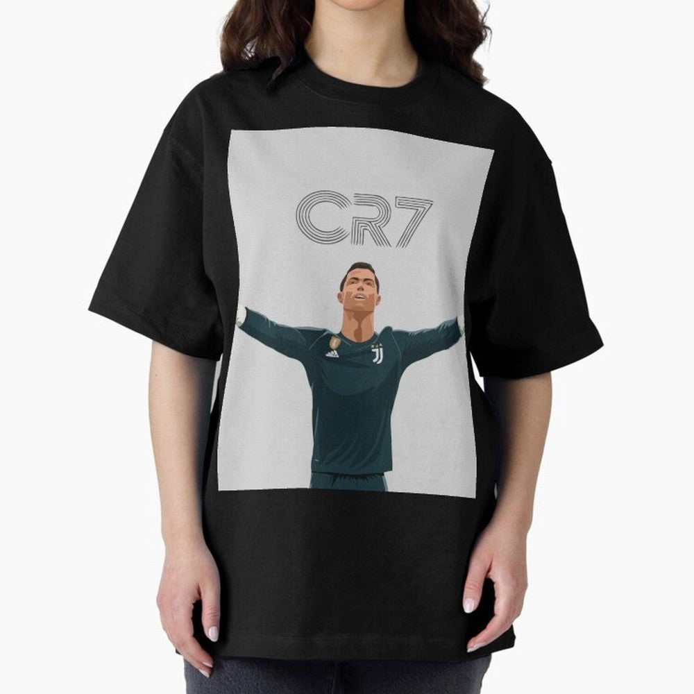 Cristiano Ronaldo CR7 Juventus T-shirt Design Oversized T-Shirt Cheer for Global Football Passion for FIFA World Cup 2026, Connected to Mbappe and Neymar, Brazil, Portugal and Argentina, Vintage Soccer Flavor, Modern Football Stars, National Flags