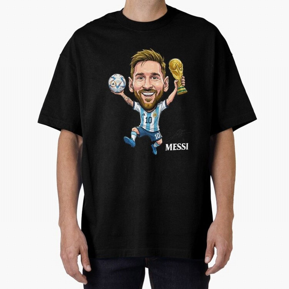 Messi Campion Oversized T-Shirt Celebrate Football Heritage in Global Football Passion for FIFA World Cup 2026 USA Canada Mexico, Capturing Mbappe, Brazil, Portugal and Argentina, Stadium Memories, Football Loyalty, International Chants and
