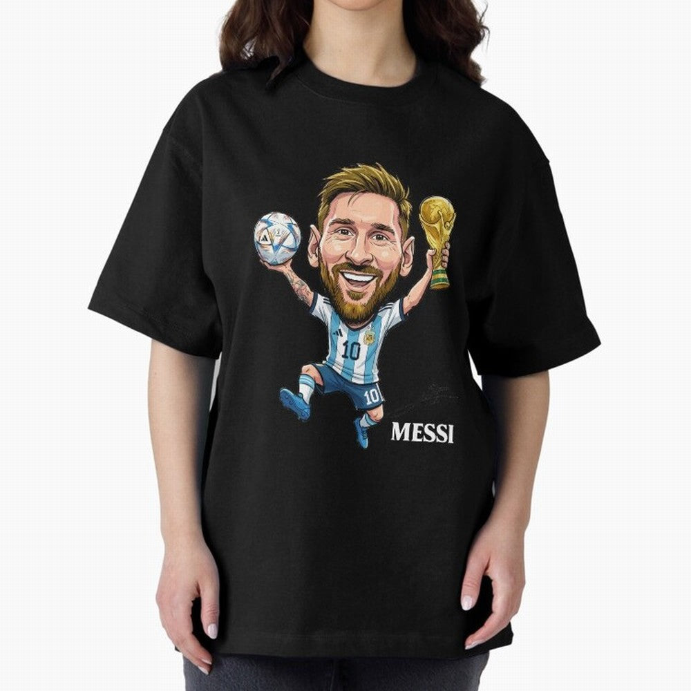 Messi Campion Oversized T-Shirt Celebrate Football Heritage in Global Football Passion for FIFA World Cup 2026 USA Canada Mexico, Capturing Mbappe, Brazil, Portugal and Argentina, Stadium Memories, Football Loyalty, International Chants and