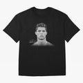 Cristiano Ronaldo T-Shirt Big Face Young Ronaldo - Black and White Oversized T-Shirt Celebrate National Team Dreams in FIFA World Cup 2026 Group Stage with Messi, Brazil, Portugal and Argentina Energy, Goal Celebration Energy, Supporter Heritage,