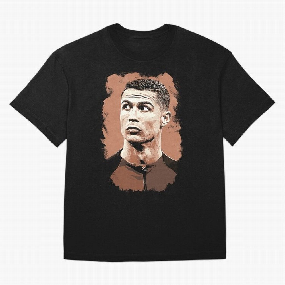 Cristiano Ronaldo Vexel Painting Oversized T-Shirt Embrace Global Football Passion for FIFA World Cup 2026 Group Stage, with Haaland, France and Portugal, Vintage Soccer Flavor, Modern Football Stars, National Flags and Final Night Emotion; Ideal